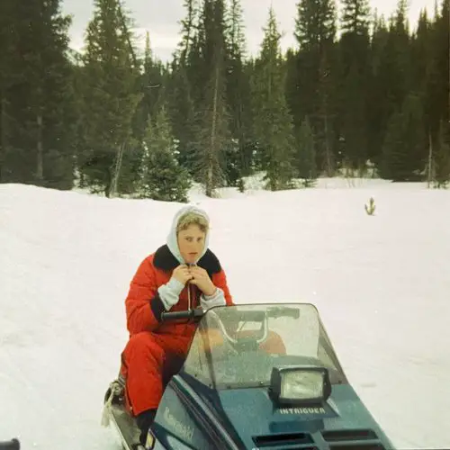 Jake Skeen when he was 12 years old with his Kawasaki Intriguer snowmobile