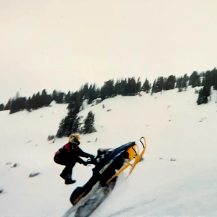 jumping a snowmobile