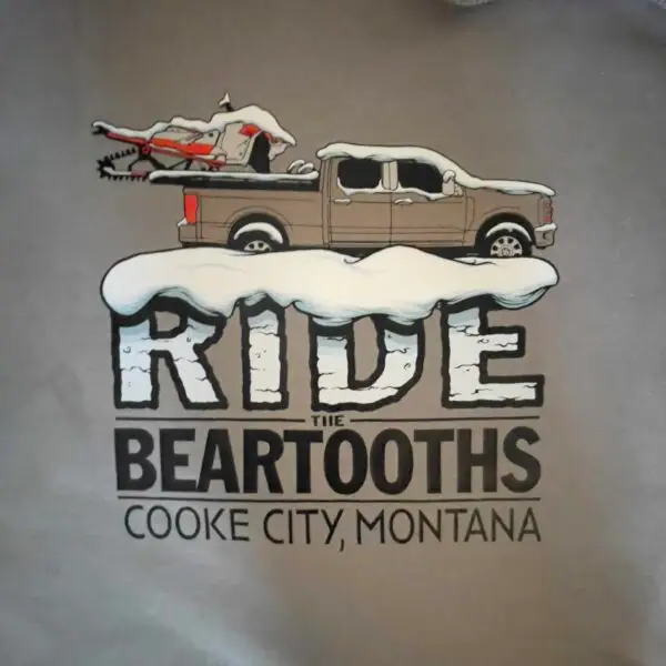 Close up sled deck sweatshirt - gray - cooke city - front